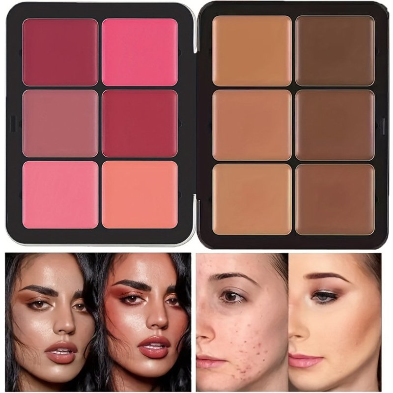 Hot sale 12 color iron box blush tray a box of multi color matte multi color concealer rouge cream