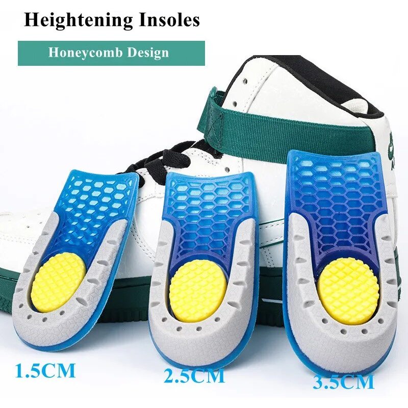 Silicone Heightening Increase Insole Inner Height Templates Half Cushion Soft Elastic Arch Support Orthopedic Insoles