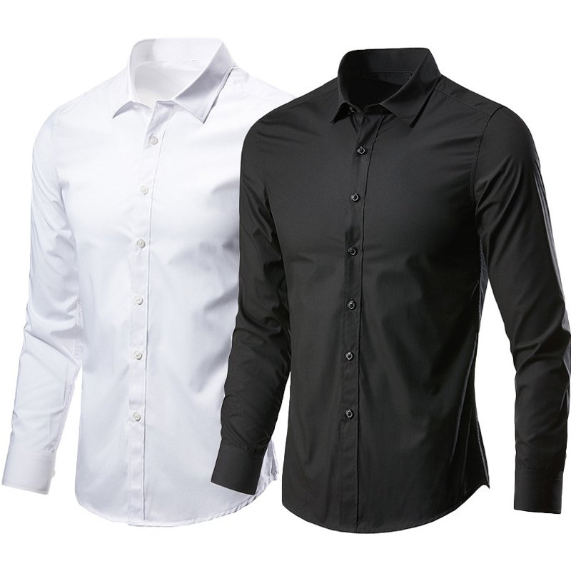 Men's Clothing White Shirt Men's Long Sleeved No Iron Business Formal Fit Professional Working Men's White Casual Suit Shirt
