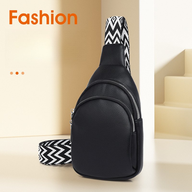 Male and female same 2024 new chest PU soft leather waist bag cycling sports crossbody small backpack
