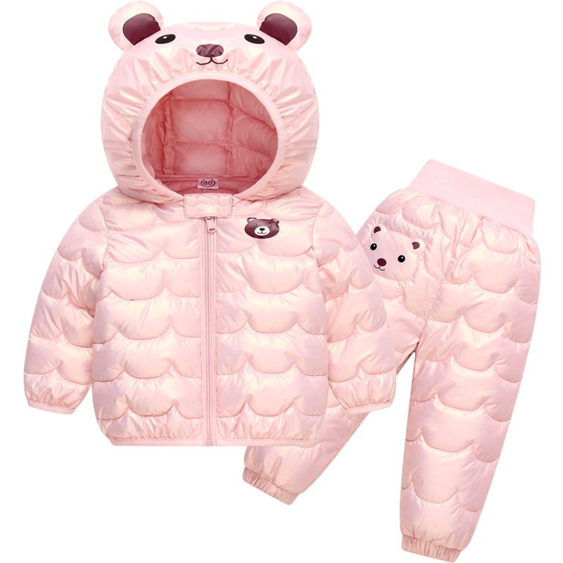 Unisex Baby & Toddler Winter Coat Set - Bear Print Wash-Free Fleece Jacket With Hood (80-120cm, 8 Colors)