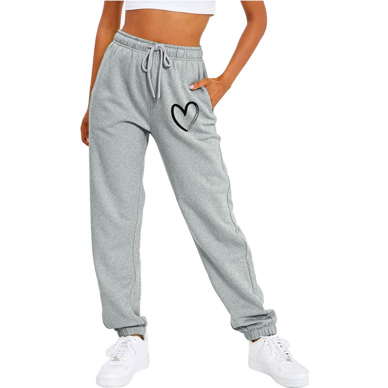 Women's Sweatshirt With Fleece Base Lace-up High-waisted Casual Pants