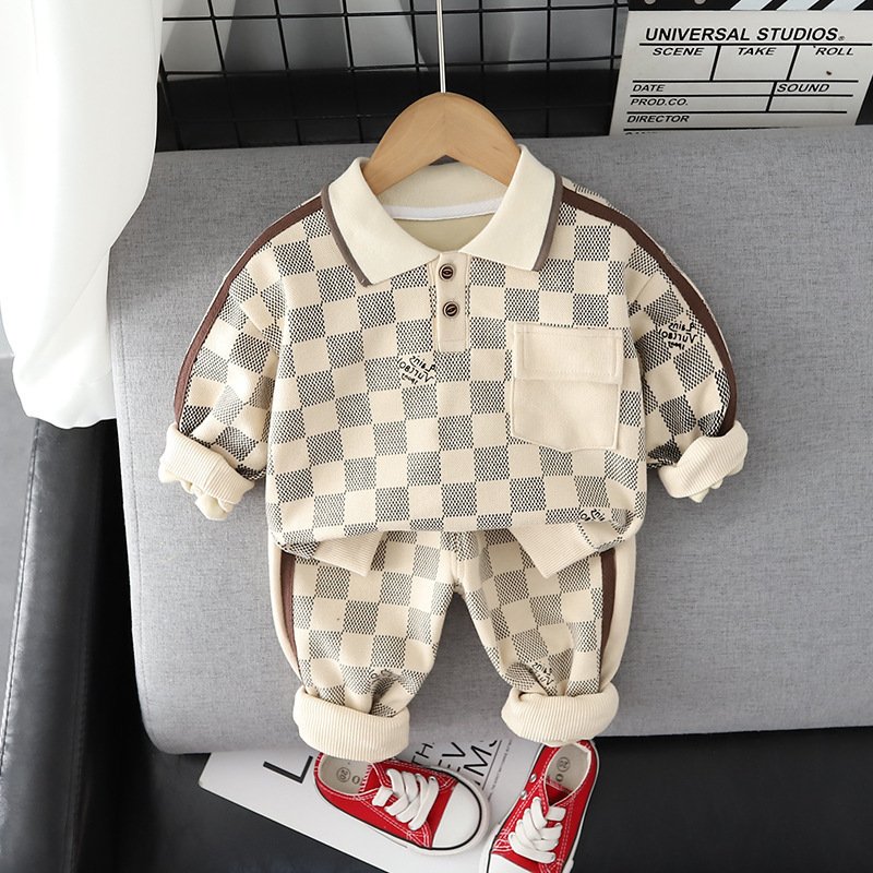 Mother & Kids Baby Clothes Plaid Sweater Suit Two Piece SuitInfant Children's Suit One Piece