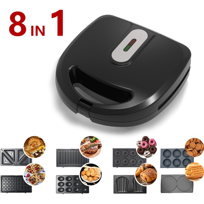 8-in-1 Gauge sandwich maker Waffle machine Doughnut electromechanical baking clang Madeline Cookie Maker 110V Breakfast maker 8 Baking tray