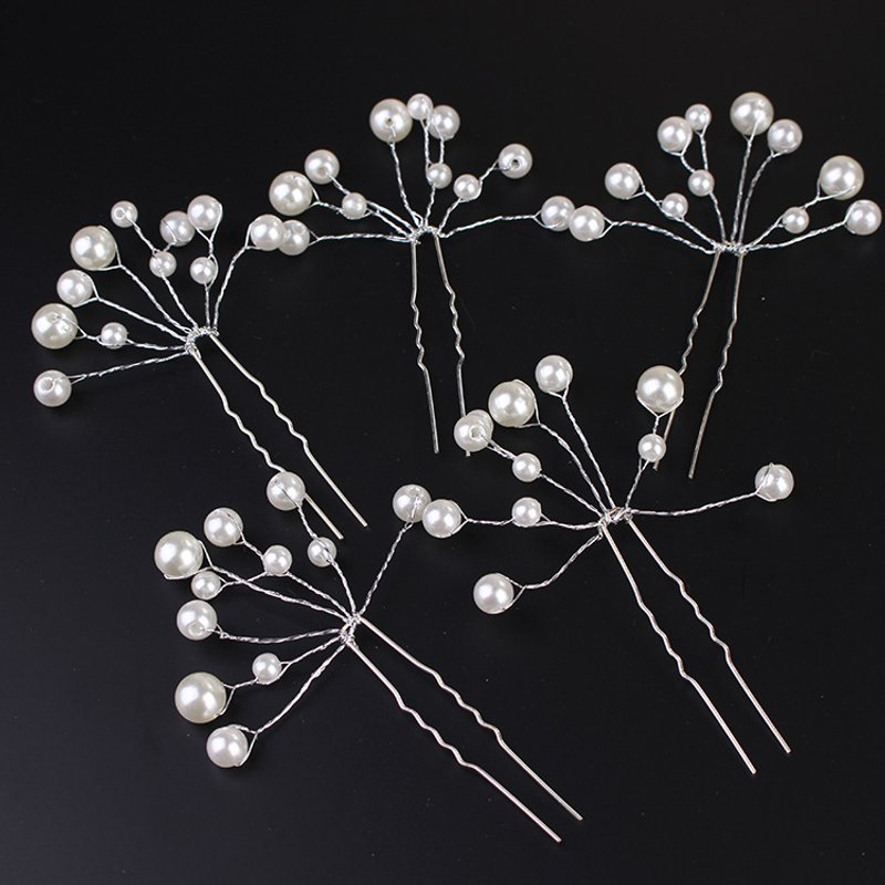 Korean U-shaped Pearl Fork Bridal White Jewelry Hairpin Wedding Dress Accessories Shape Pan Hair Headpiece