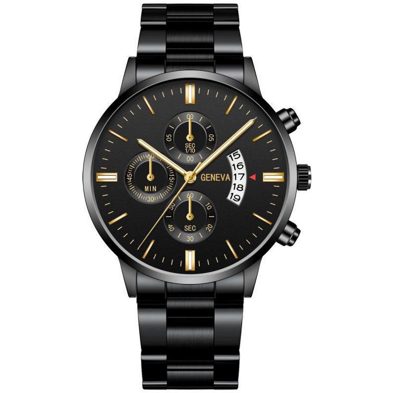 Big Sale Explosive Three-eye Men's Steel Belt Watch Business Leisure Calendar Quartz Watch Men's Spot