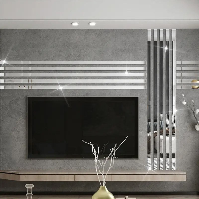Acrylic decorative strip stereo mirror wall stickers living room bedroom TV background Wall Mirror stickers waterproof self-adhesive