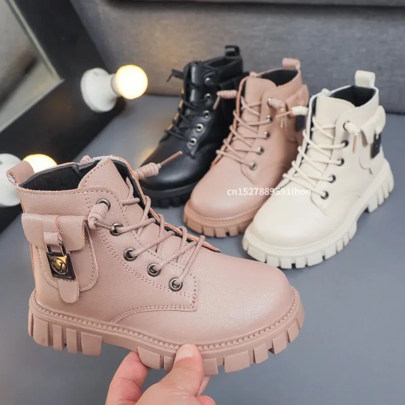 Autumn And Winter Girls Ankle Fashion Non-slip Boys PU Leather Short Children Korea Fall Toddler Girl Boots