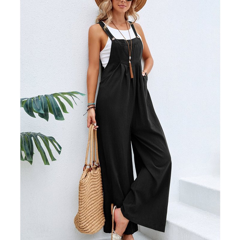 Women"s Solid Color Casual Strappy Jumpsuits