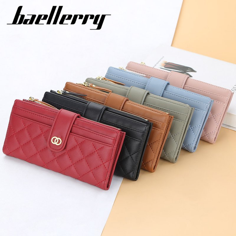 Baellerry Women's Wallet Rhombic Multi-card Slot Long Buckle Mobile Phone Bag Fashionable Multifunctional Clutch Bag