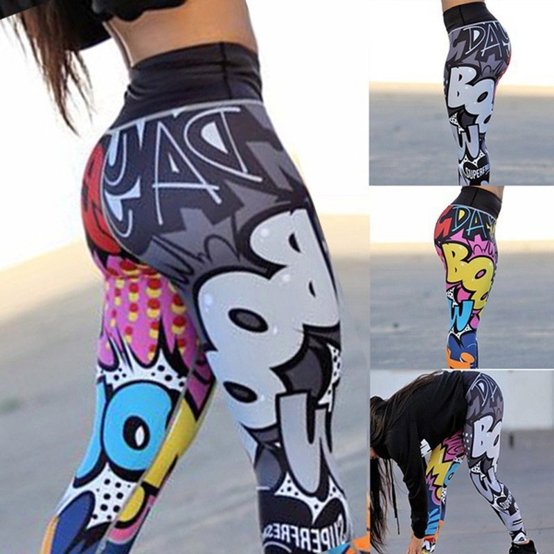 Women's Personality High-waisted Yoga Pants Sports Leggings Foreign Trade Digital Printed Monster Yoga Leggings