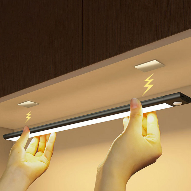 LED Light Type C Rechargeable Motion Sensor Night Lights for Kitchen Wardrobe Cabinet Lighting 10cm/20cm/30cm/40cm/50cm