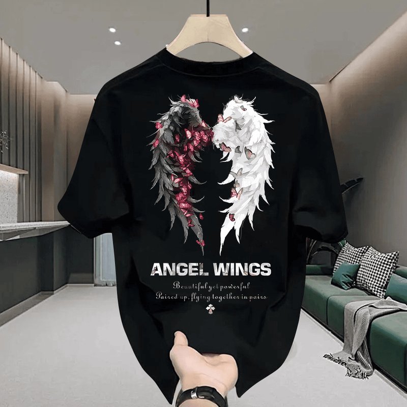 Men's Clothing style handsome heavy short sleeved T shirt for young men and women in summer new ins street loose round neck top