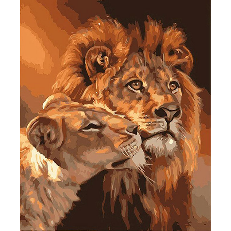 RUOPOTY DIY Painting By Numbers Kits Canvas Painting Lions Animals Living Room Decoration Artwork Gift