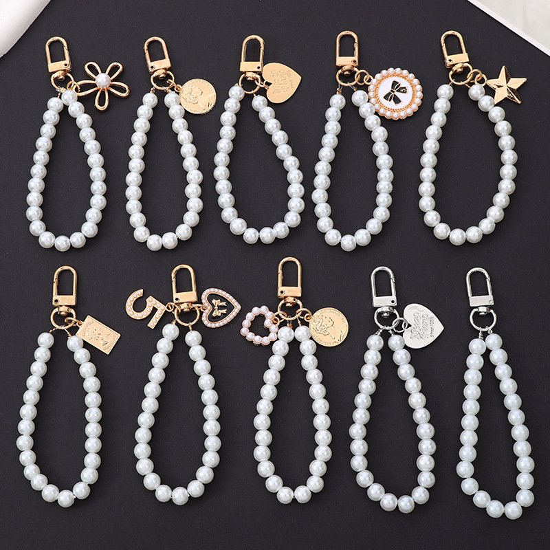 New DIY Mobile Phone Case Accessories Bow Pearl Pendant Love Pendant Earphone Cover Bag Chain Material Female