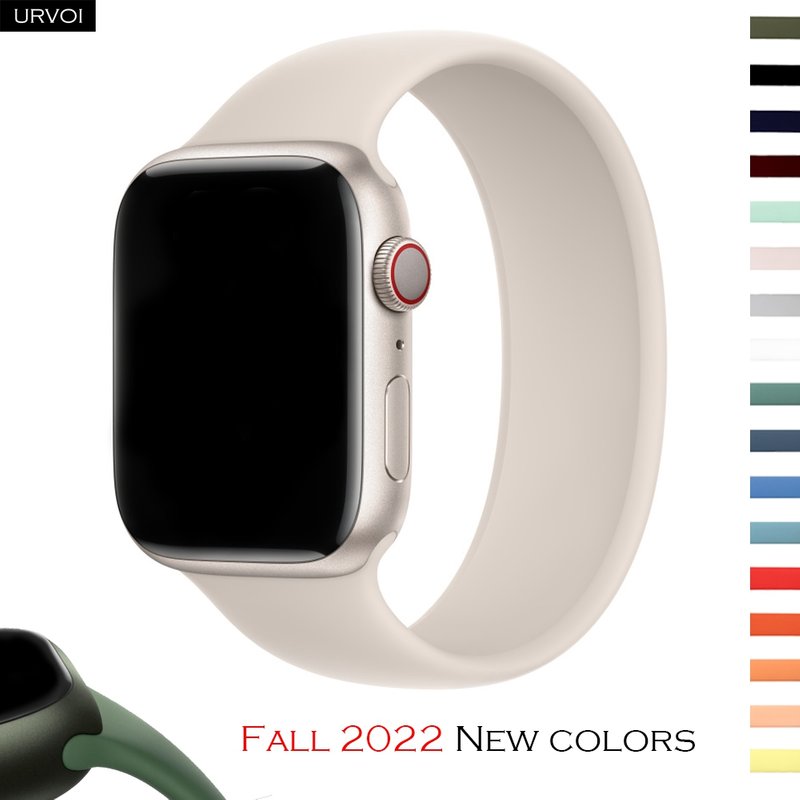 URVOI solo loop for Apple Watch Ultra sport band series 8 7 6 SE 5 4 3 2 1 silicone rubber strap for iWatch stretchable