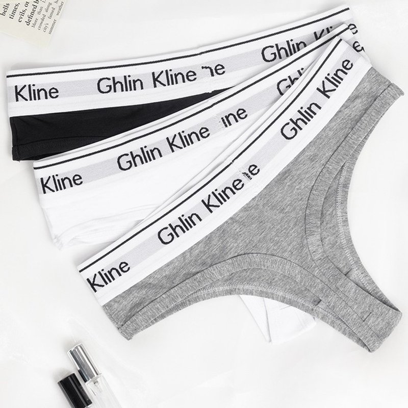 Underwear & Sleepwears Fashion Solid Color Pure Cotton Low Waist Sexy Letter Belt Underwear