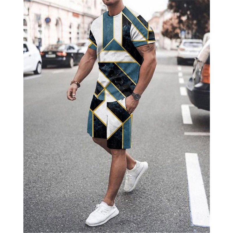 men's clothing Jumpsuit Shorts Set Cross-border One Piece Printing One Piece