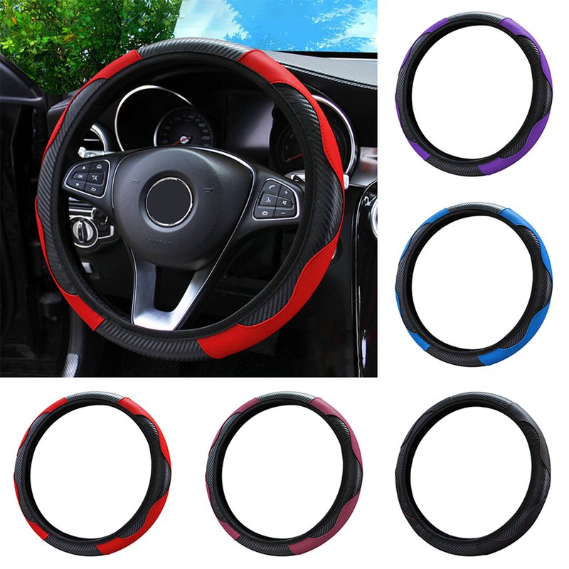 Fuzhongfu Steering Wheel Cover 38cm Anti Slip Leather Universal Protective Car Steering Wheel Cover for Auto
