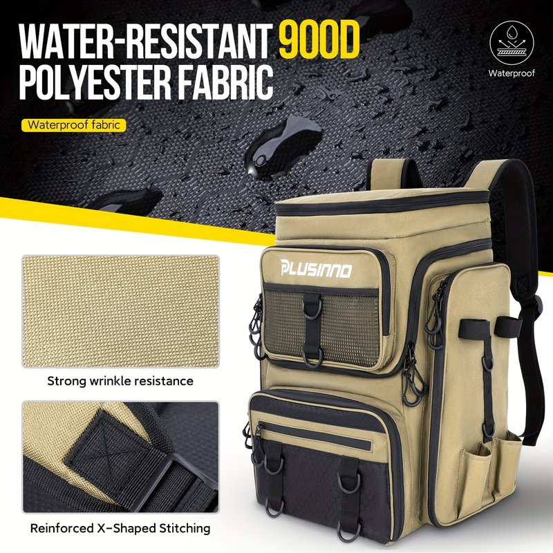 Fishing Backpack with Rod Holders, 42L Large Water-resistant Fishing Tackle Bag Store Fishing Gear for Fishing, Camping, Hiking, Fishing Gifts for Men