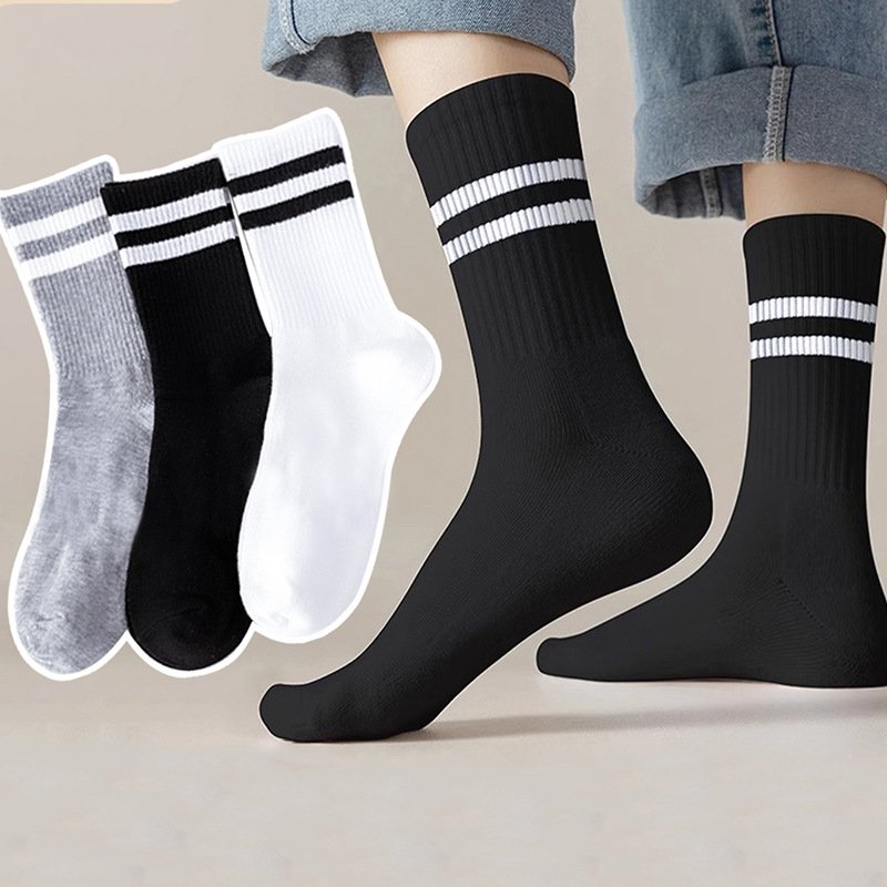 Men's Socks Mid Tube Men's Socks Sports Striped Parallel Bars Sweat Absorbent Breathable Long Tube Basketball Socks Batch