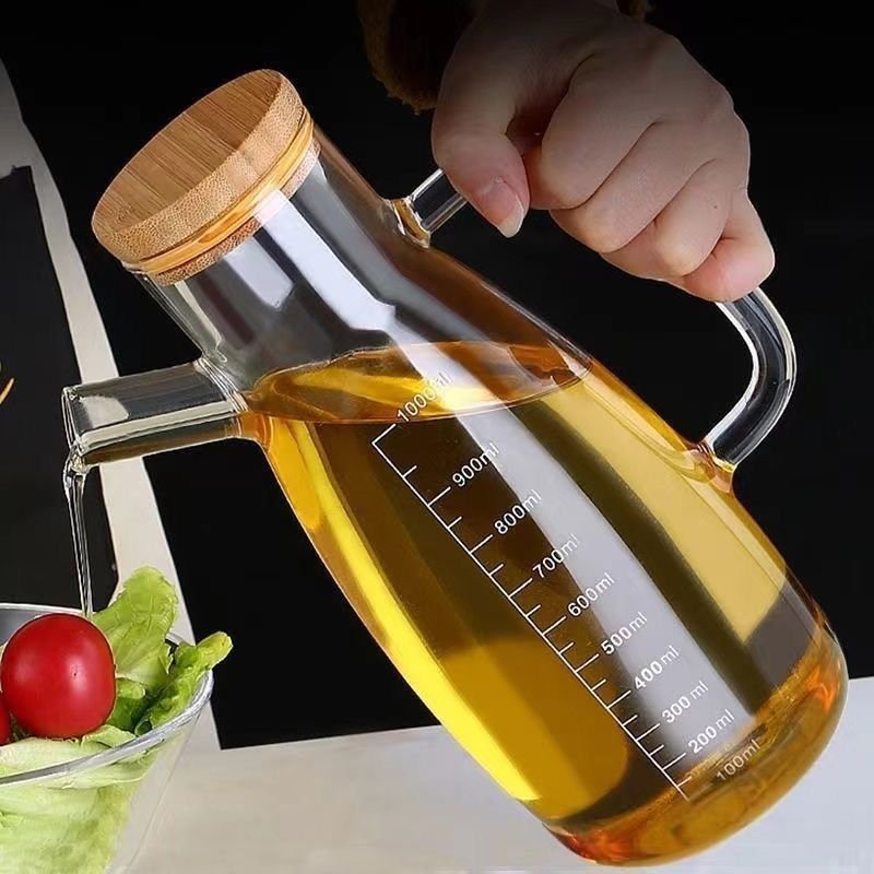 Glass Pot With Scale, Control Household Kitchen, Soy Sauce Bottle, Vinegar Pot, No Oil Hanging Or Leaking