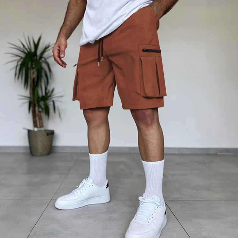 Men's Clothing Summer New Solid Color Short Casual Mountain Series Multi Pocket Workwear Thin Shorts