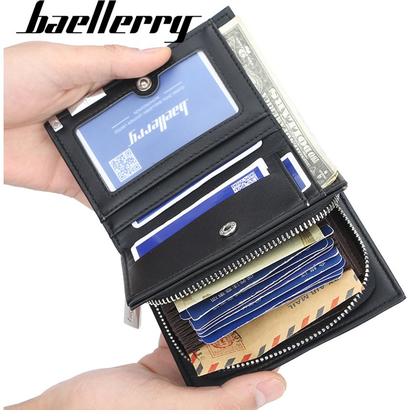 Wallet New Men's Short Wallet Fashion Casual Organ Card Holder Large Capacity Zipper Wallet