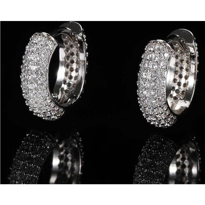 Boucles d'oreilles rondes en zircon style hip-hop, aiguilles en argent de haute qualité pour hommes