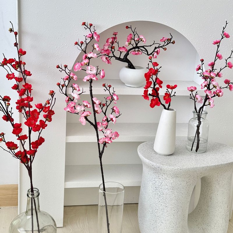 Artificial Plum Blossom Branches, Faux Wax Flower Stems For Home Decor, Wedding, Photography Props, And Floral Arrangements Multiple Colors Available