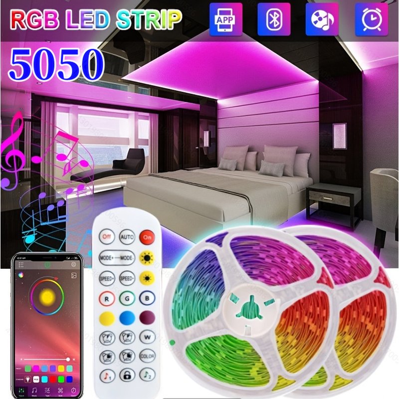 5050Rgb Low Voltage 5V Light Strip 24 Key Remote Control Music Bluetooth App Tv Background Soft Light Strip