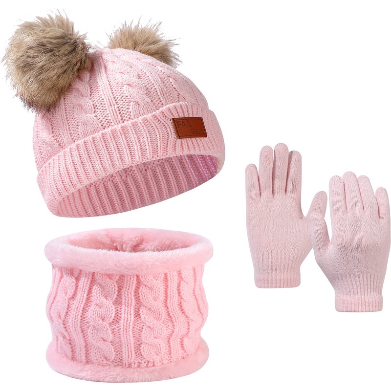 Kids'scarf, hat & glove sets Children's hat gloves bib set twist children's autumn and winter knitting hairball yarn