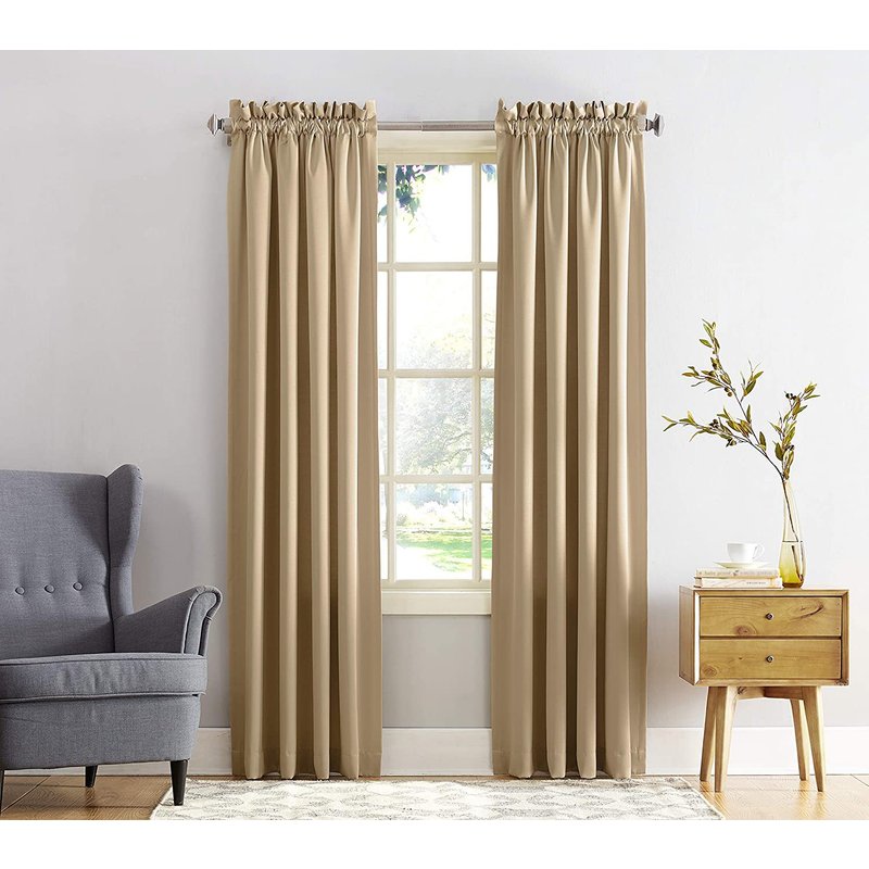 curtains, Nordic style solid color curtains, finished curtain rods