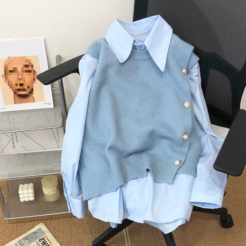 ​​Side-Button Knit Vest For Women, Modale Slimming Sleeveless Sweater Waistcoat, Korean A-Line Layering Piece In Blue/Pink/Cream/Green​​