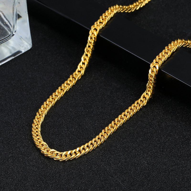 Gold Necklace 4mm Gold Plated NK Flattened Necklace Accessory Chain