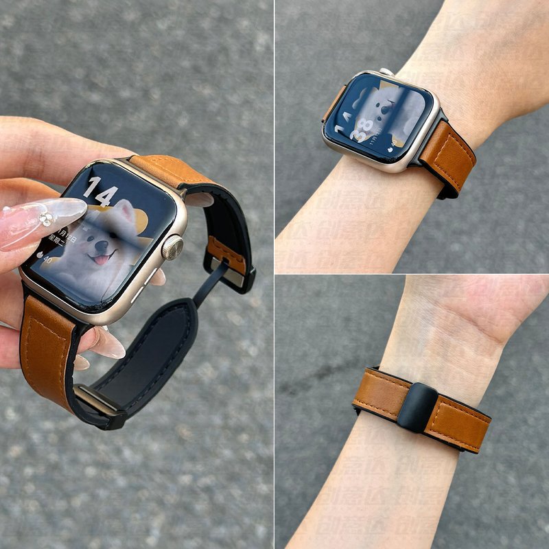 Suitable Honor 5 Strap Folding Magnetic Suction Crazy Horse Pattern Silicone Smart HONOR Watch 4 Wristband For Men And