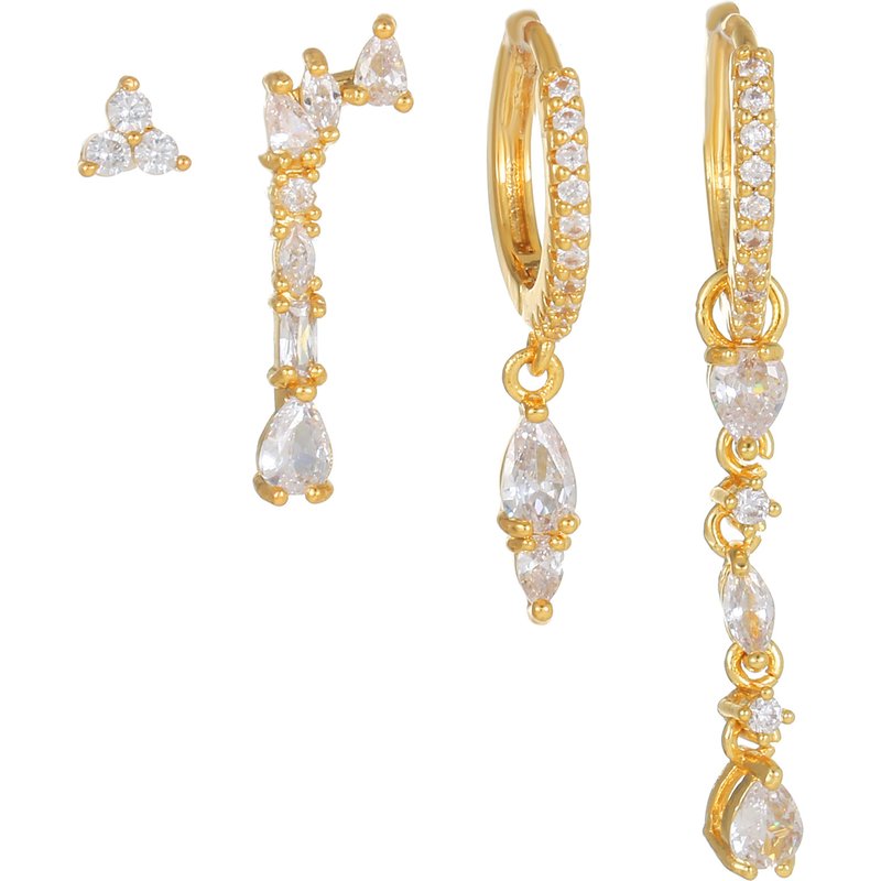 Fashion earrings set Geometric zircon ear studs and ear buckles jewelry