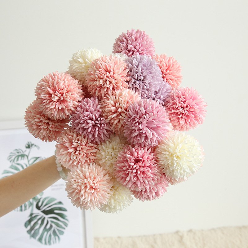 Single head prickly ball dandelion simulation flower home wedding hand-held flower road lead wall