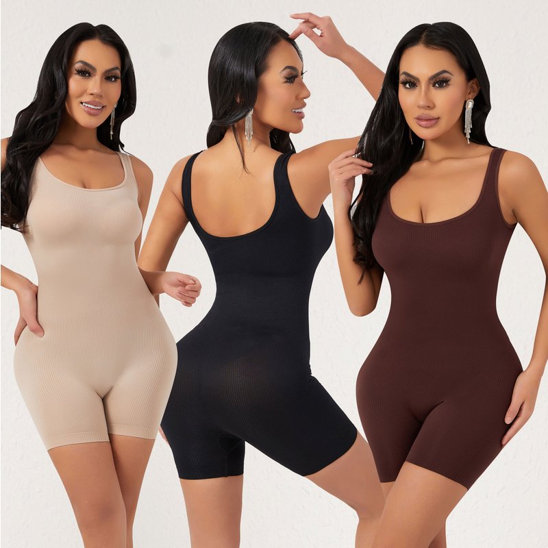 Shapewear Bodysuit Body Shaping Jumpsuit For Women Chest Support Gathered U Back Abdomen Corset One Piece, Tight Waist Corset Hip Lifting Underwear