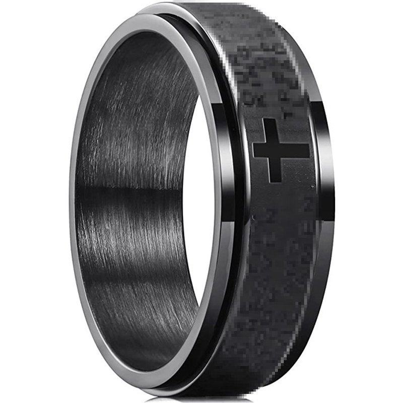 Hot Selling Titanium Steel Rotatable Lord's Prayer Cross Ring Hand Jewelry | Self Motivation and Inspirational Text