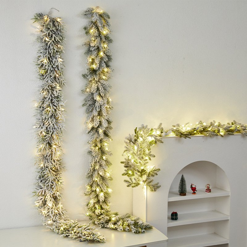 Frosted Christmas Garland With Realistic Snow Flocking – Premium Faux Pine Vine For Doorway, Mantel & Retail Display Decorations​