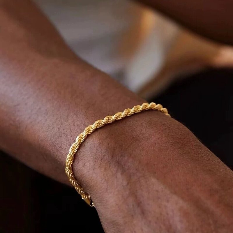 Men And Women's Jewelry Simple Thin Titanium Steel Twist Chain Trendy Jewelry Stainless Steel Gold Hip Hop Bracelet Does Not Fade Chain Trend