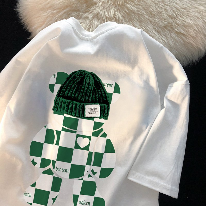 Women's combed cotton large size fat mm slim oversize short sleeve ins foreign style Hong Kong style niche T