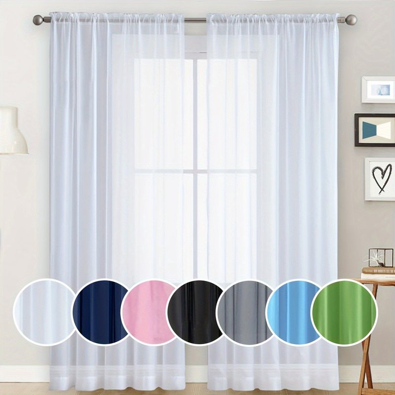 solid color terylene curtain gauze curtain semi light blocking balcony thin window gauze