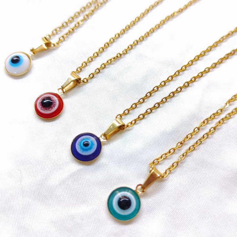 Titanium steel devil eye necklace European and American niche stainless steel eye pendant clavicle chain sweater versatile necklace female batch