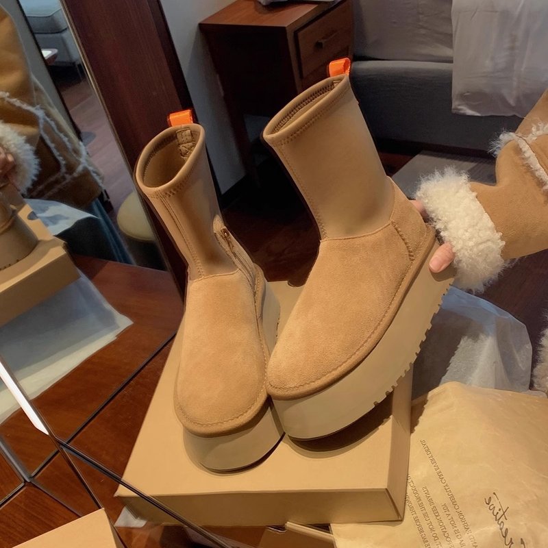 Border Trade 2025 New Winter Height Increasing Cotton Shoes, Women's Warm Maillard Sponge Cake Thick Soled Snow Boots