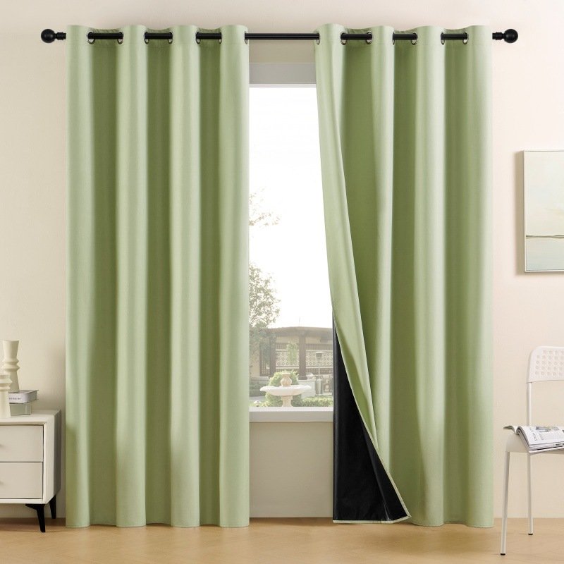 full blackout heat insulation curtains for bedroom with black lining room darkening noise reduction curtains