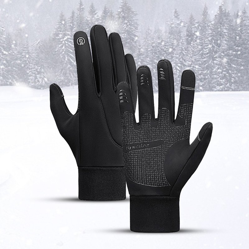 Drivedirect 1 Pair Snow Gloves Warm Thermal Comfortable to Wear Shock-Absorbing Touch-screen Friendly Cycling Gloves for Sport