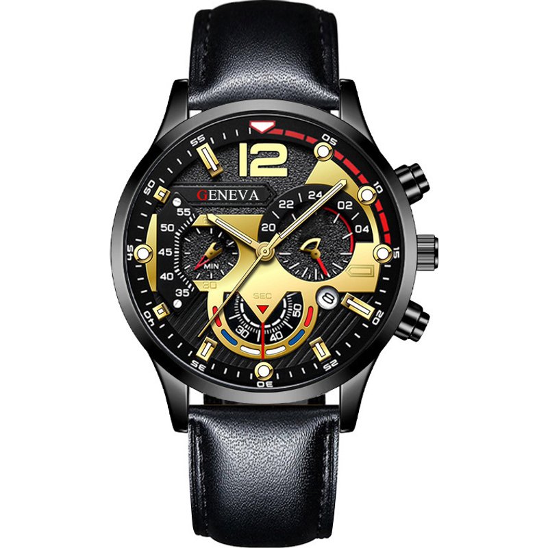 popular men's watch fashion calendar six-pin belt watch quartz watch men's watch sports luminous watch