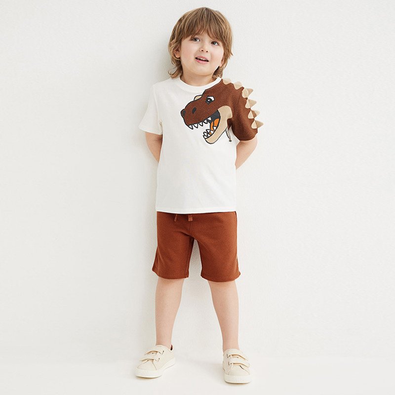 Mother & Kids Summer boys sports T-shirt two-piece set for children knitted short-sleeved suit baby children's clothing wholesale